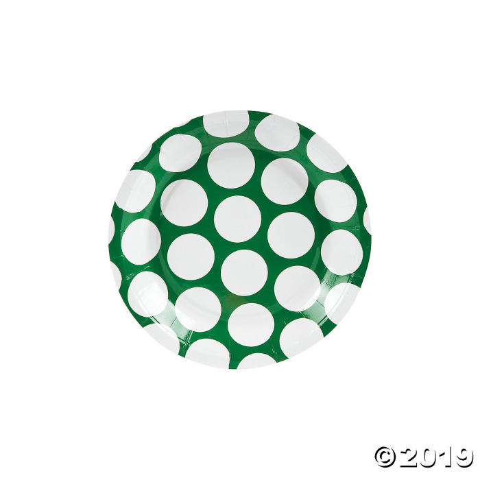 Green Large Polka Dot Paper Dessert Plates (8 Piece(s))
