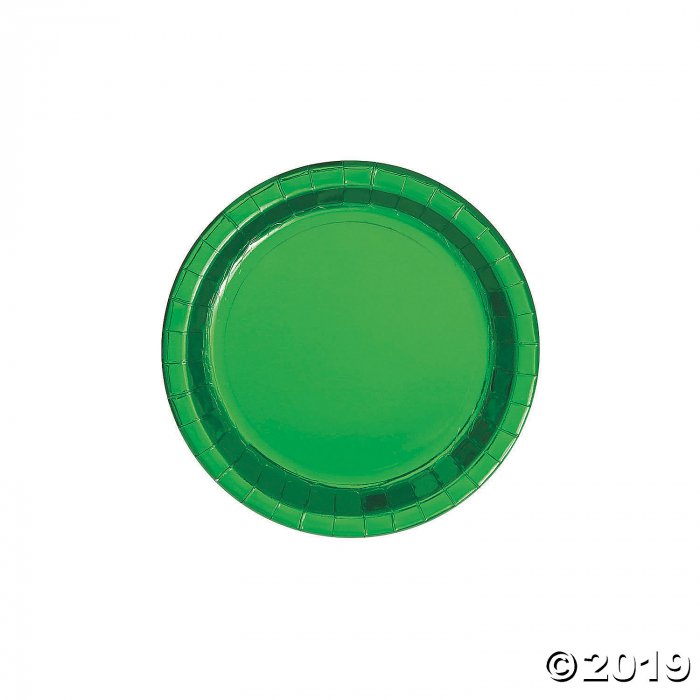 Green Round Metallic Paper Dessert Plates (8 Piece(s))