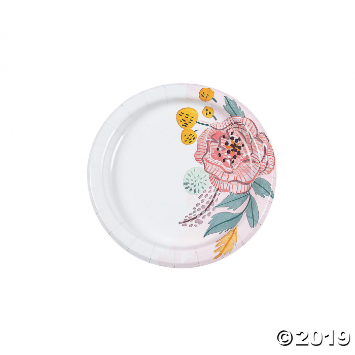 Painted Floral Paper Dessert Plates (8 Piece(s)) Painted Floral Paper Dessert Plates (8 Piece(s))