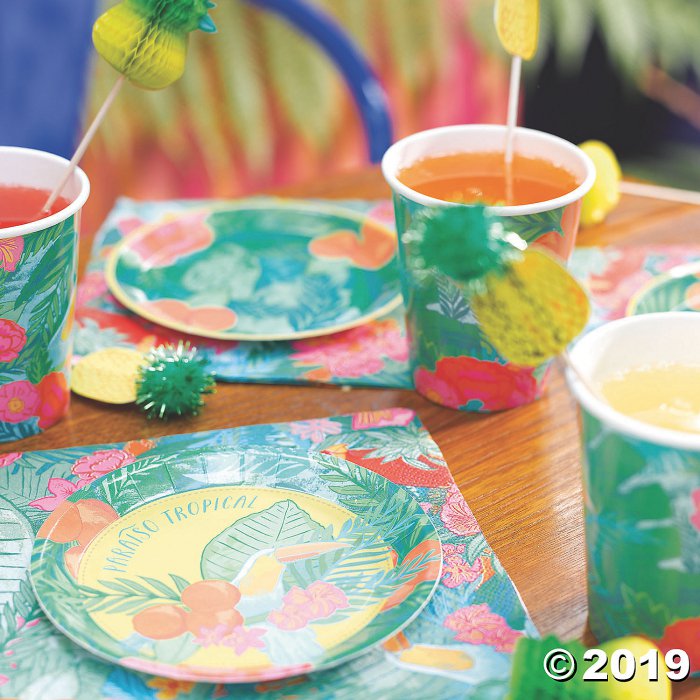 Tropical Fiesta Round Paper Appetizer Plates (Per Dozen)