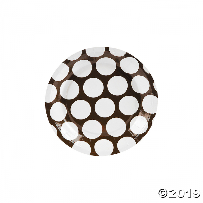 Large Chocolate Brown Polka Dot Paper Dessert Plates (8 Piece(s))