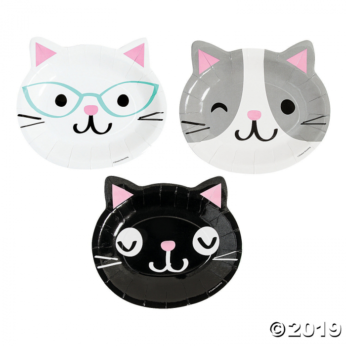 Purr-Fect Party Cat-Shaped Paper Dinner Plates (8 Piece(s))