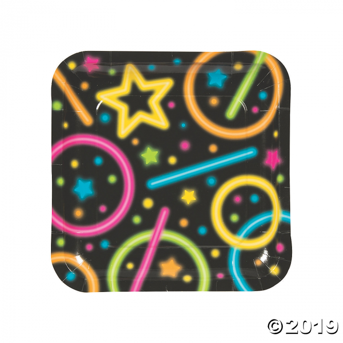 Neon Glow Party Square Paper Dinner Plates (8 Piece(s)) Neon Glow Party Square Paper Dinner Plates (8 Piece(s))