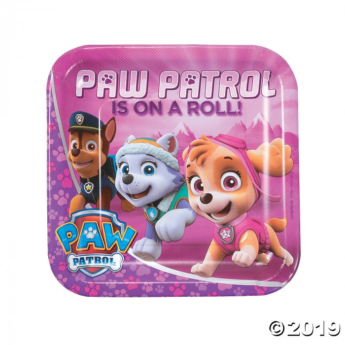 Pink & Purple Paw Patrol Square Paper Dinner Plates (8 Piece(s))