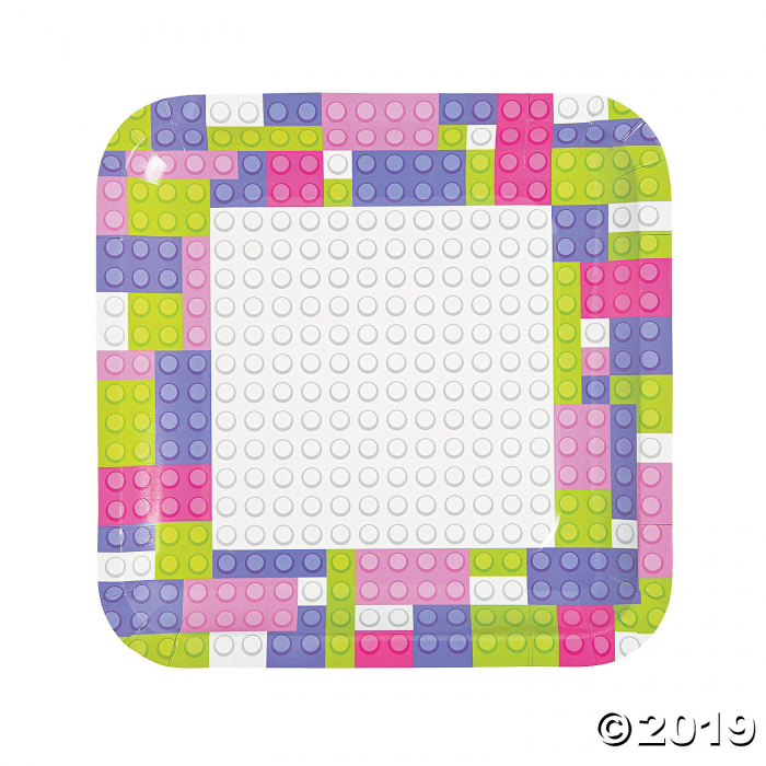 Pastel Color Brick Party Paper Dinner Plates (8 Piece(s)) Pastel Color Brick Party Paper Dinner Plates (8 Piece(s))