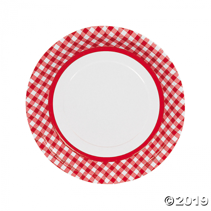 Red Gingham Paper Dinner Plates (24 Piece(s)) Red Gingham Paper Dinner Plates (24 Piece(s))