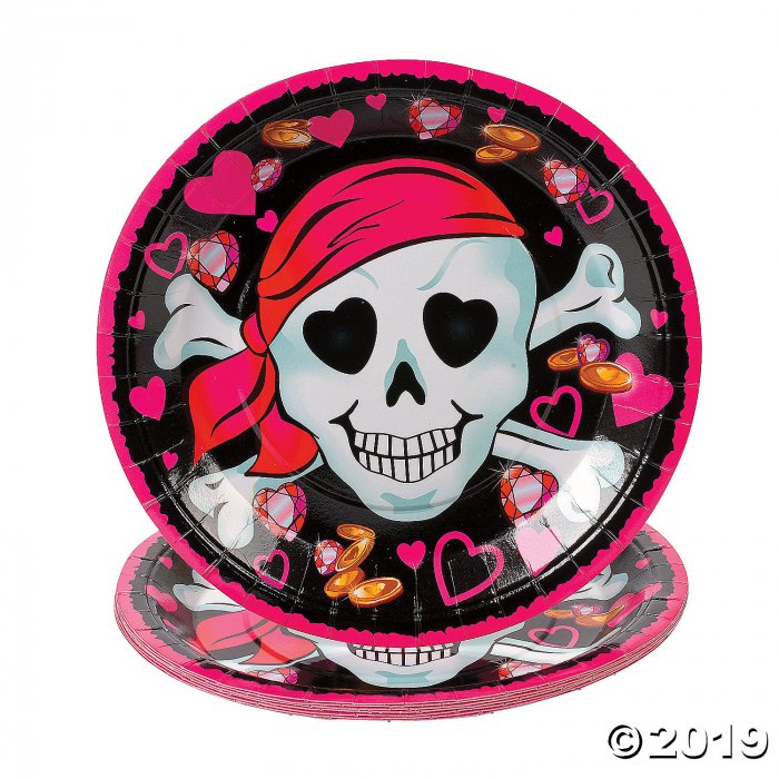 Pink Pirate Girl Paper Dinner Plates (8 Piece(s))