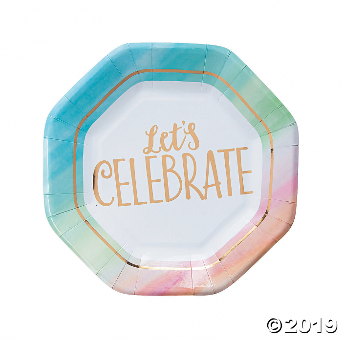 Watercolor Rainbow Paper Dinner Plates (8 Piece(s))