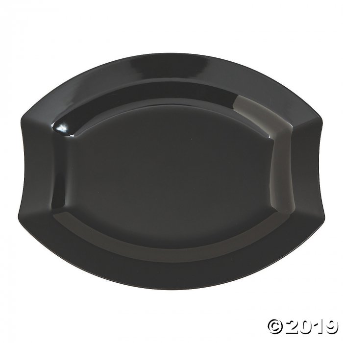 Black Royalty Premium Plastic Oval Dinner Plates (20 Piece(s))