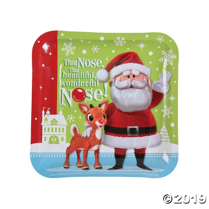 Rudolph the Red-Nosed Reindeer® Square Paper Dinner Plates (8 Piece(s))