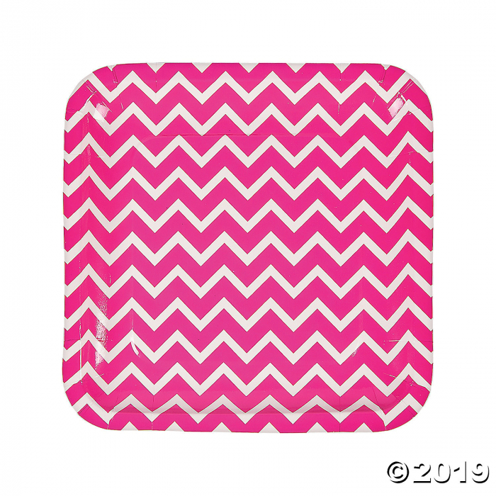 Hot Pink Chevron Paper Dinner Plates (8 Piece(s)) Hot Pink Chevron Paper Dinner Plates (8 Piece(s))
