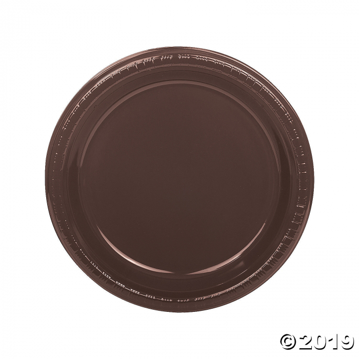 Chocolate Brown Plastic Dinner Plates (20 Piece(s))