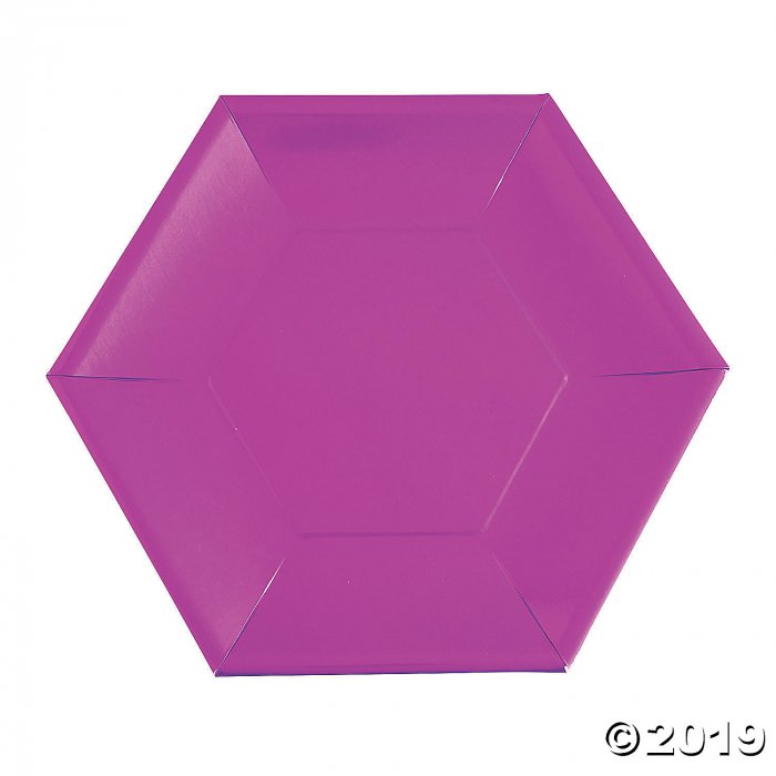 Purple Metallic Hexagonal Dinner Plates (24 Piece(s))