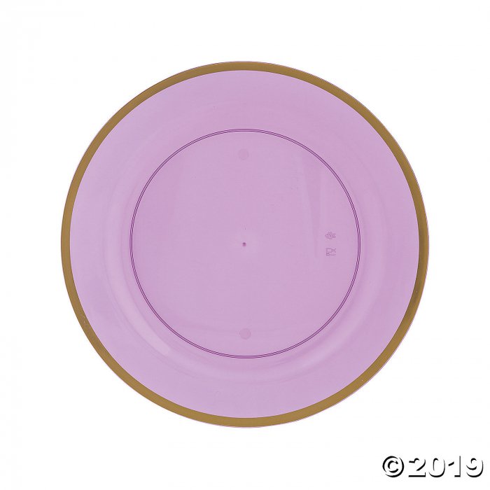 Premium Plastic Purple Dinner Plates with Gold Trim (25 Piece(s))