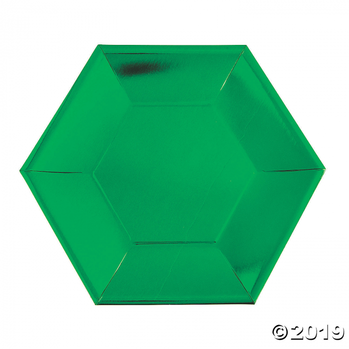 Green Metallic Hexagonal Dinner Plates (24 Piece(s))