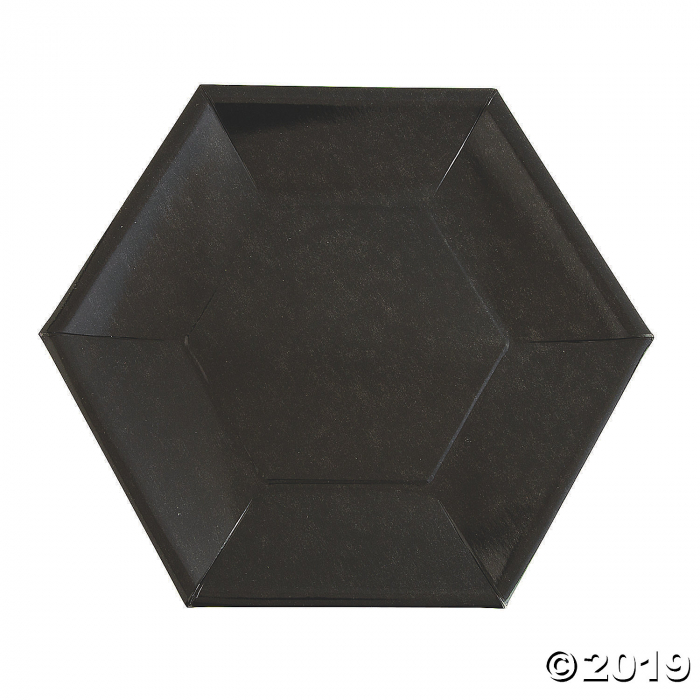 Black Metallic Hexagonal Dinner Plates (24 Piece(s))