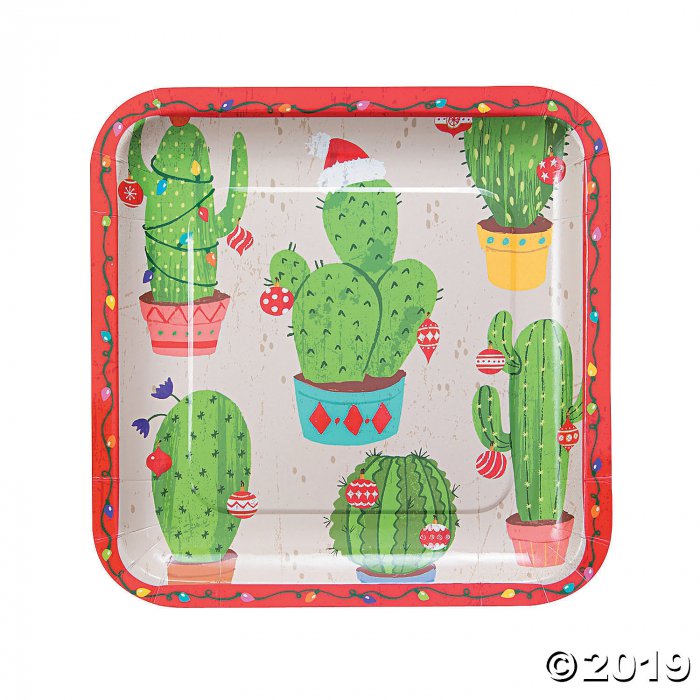 Christmas Cactus Square Paper Dinner Plates (8 Piece(s))