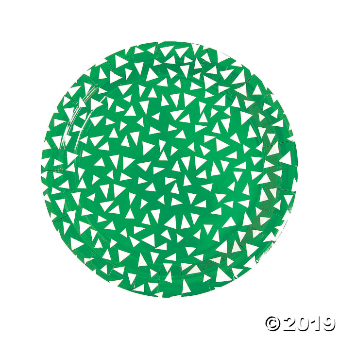 Green Terrazzo Triangle Print Round Paper Dinner Plates (8 Piece(s))