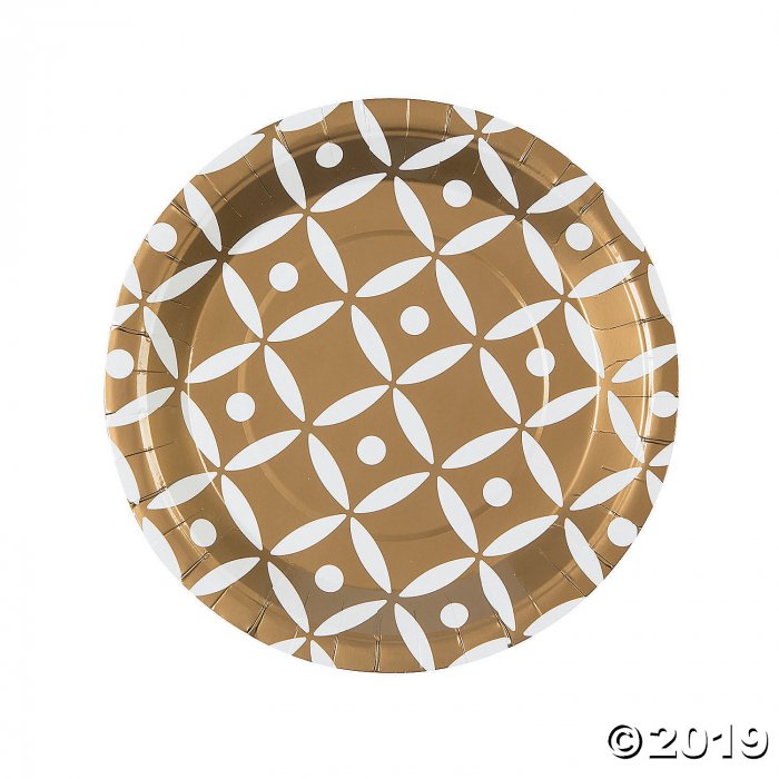 Gold Geometric Dinner Paper Plates (8 Piece(s))