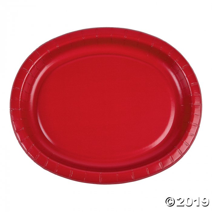 Classic Red Oval Paper Dinner Plates (8 Piece(s))