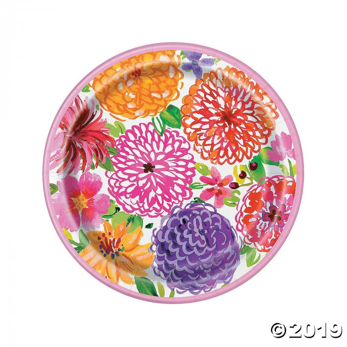 Painted Spring Floral Paper Dinner Plates (8 Piece(s))