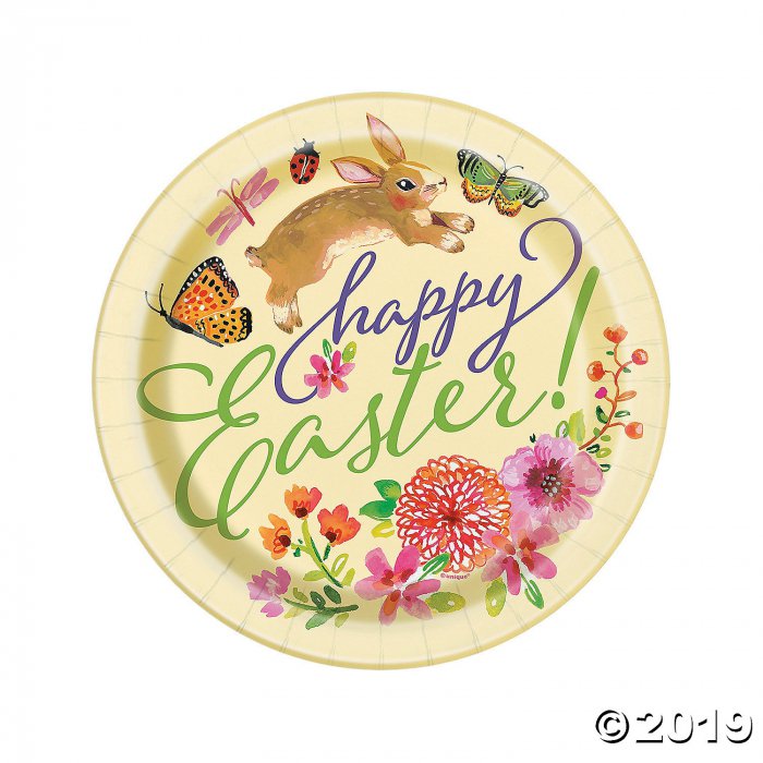 Floral Easter Bunny Paper Dinner Plates (8 Piece(s))