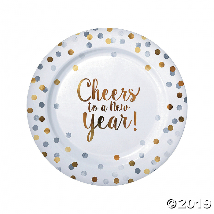 New Year Dot Paper Dinner Plates (10 Piece(s))