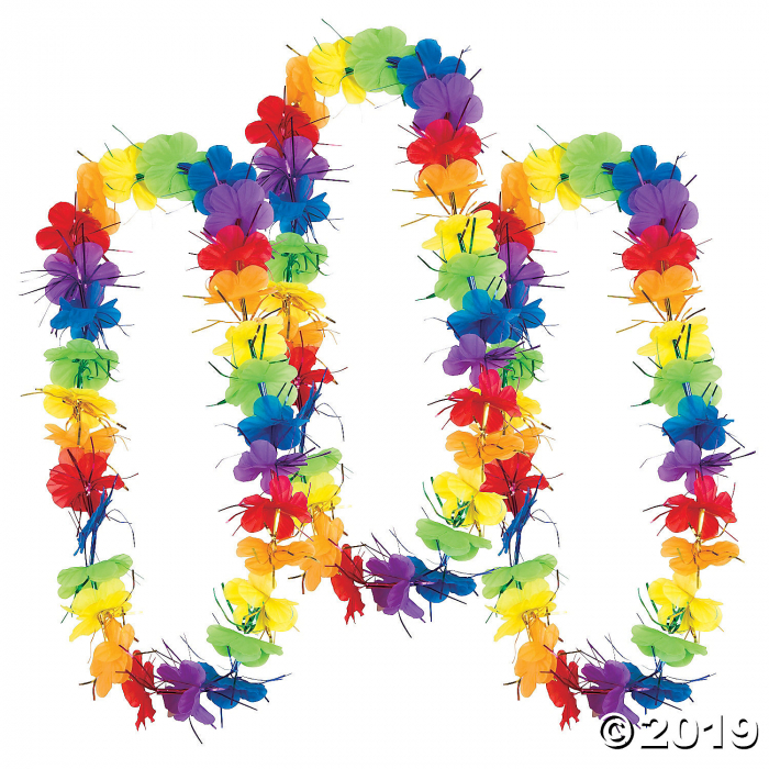 Rainbow Tinsel Hawaiian Leis (Per Dozen)
