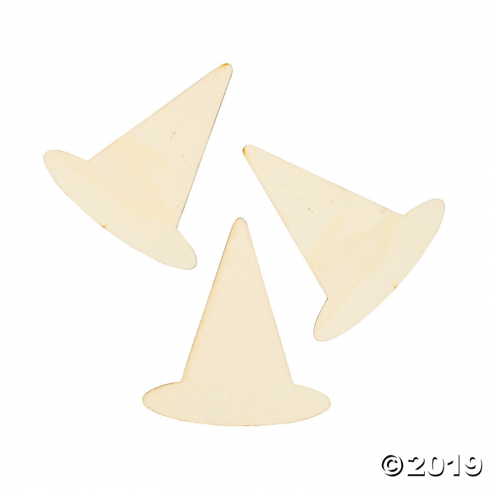 DIY Unfinished Wood Witch Hat Shapes (Per Dozen)