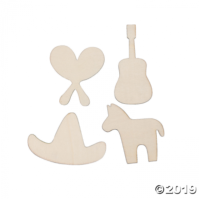 DIY Unfinished Wood Fiesta Shapes (Per Dozen)
