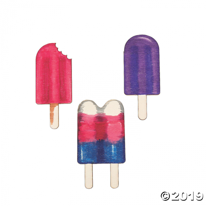 DIY Unfinished Wood Ice Pop Shapes (Per Dozen)