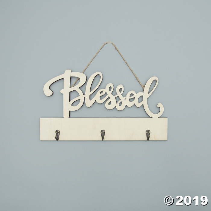 DIY Unfinished Wood Blessed Key Holder Sign (1 Piece(s))