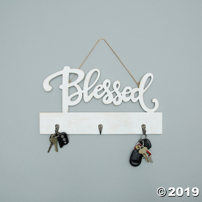 DIY Unfinished Wood Blessed Key Holder Sign (1 Piece(s))