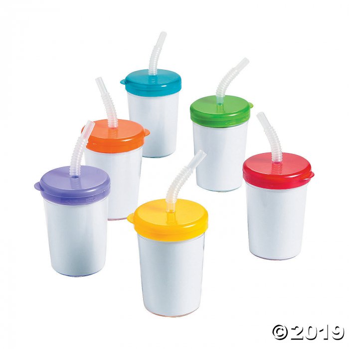 DIY Cups with Lids & Straws (Per Dozen)