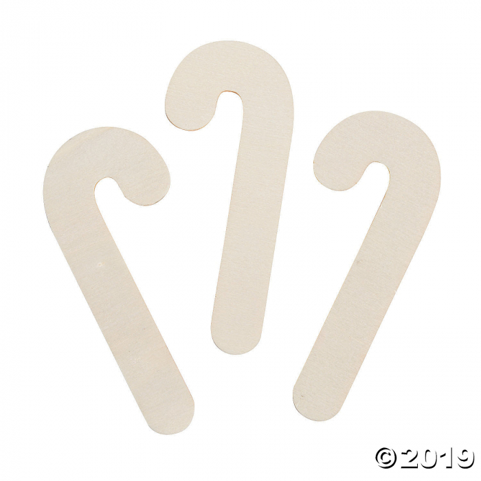 DIY Unfinished Wood Candy Cane Cutouts (Per Dozen)