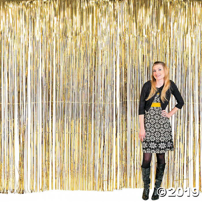 Large Gold Foil Fringe Curtain Background