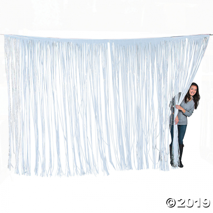 Large White Foil Fringe Curtain Background (1 Piece(s))