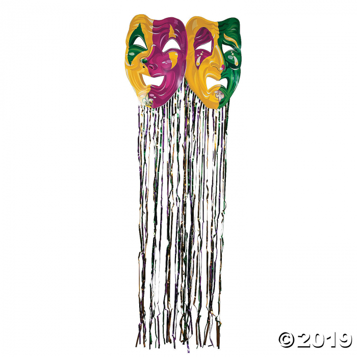 Foil Mardi Gras Mask with Fringe Curtain