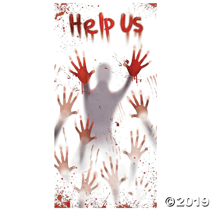 Plastic Zombie Help Us Door Cover Halloween Décor (1 Piece(s))