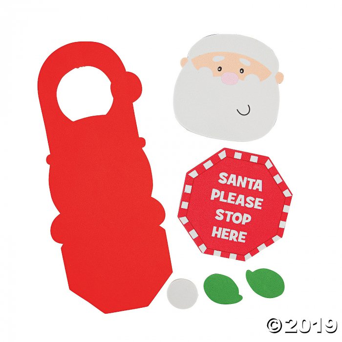 Santa Stop Here Doorknob Hanger Craft Kit (Makes 12)