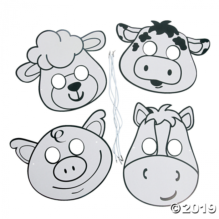 Color Your Own Farm Animal Masks (Per Dozen)