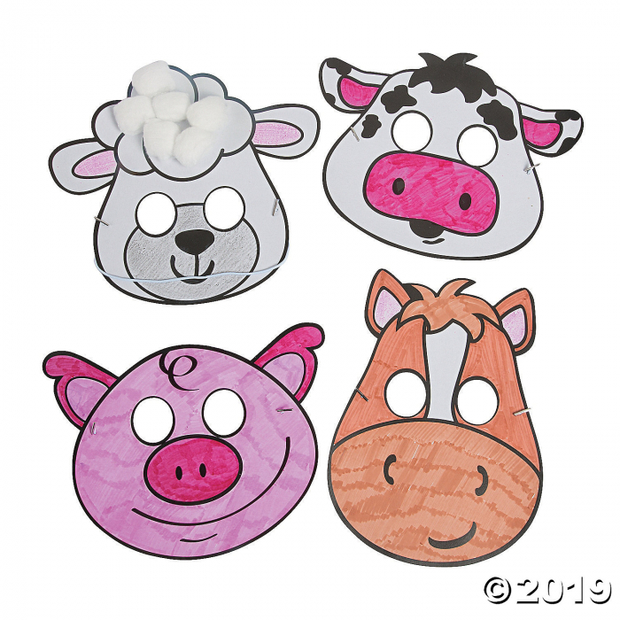 Color Your Own Farm Animal Masks (Per Dozen)