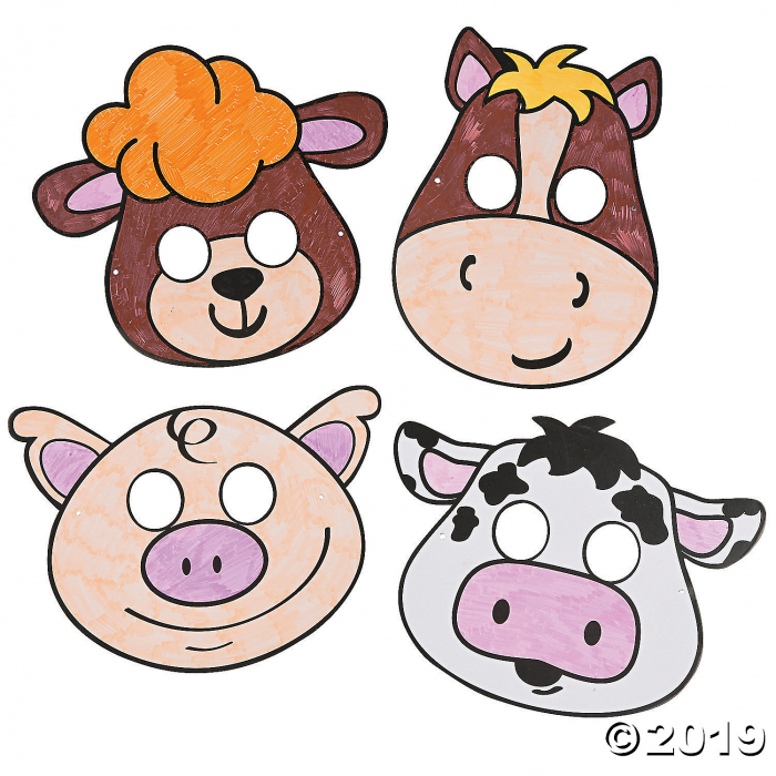 Color Your Own Farm Animal Masks (Per Dozen)