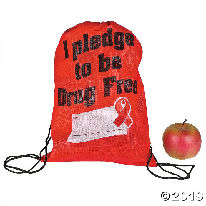 Medium Pledge to be Drug Free Drawstring Bags (Per Dozen)