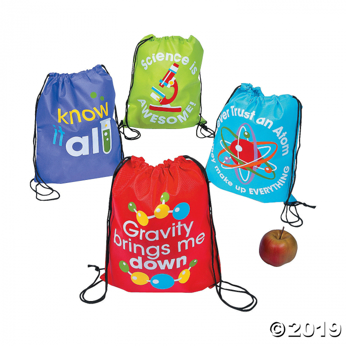 Medium Science Party Drawstring Bags (Per Dozen) Medium Science Party Drawstring Bags (Per Dozen)