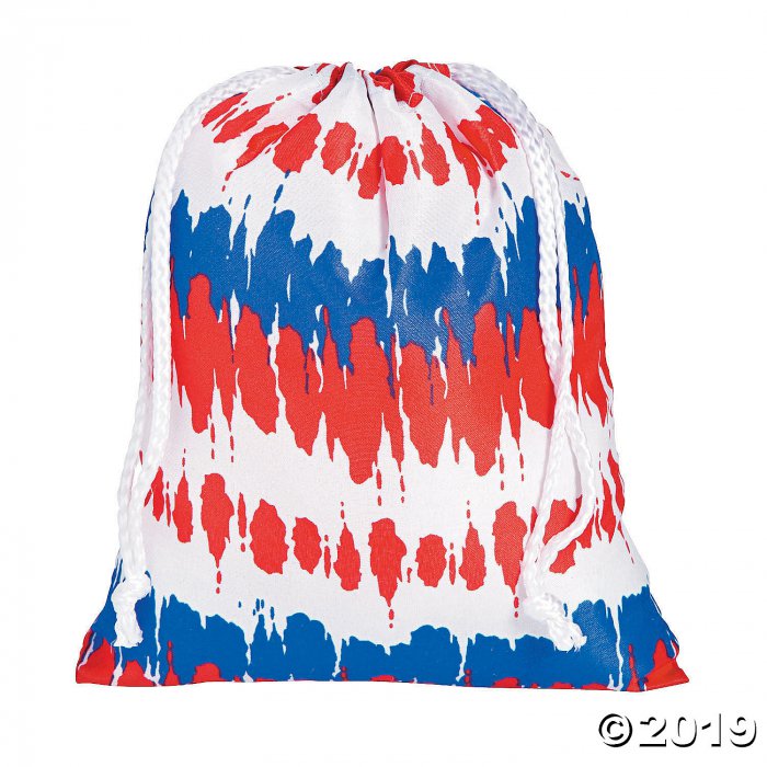 Medium Tie-Dyed Patriotic Drawstring Bags (Per Dozen)