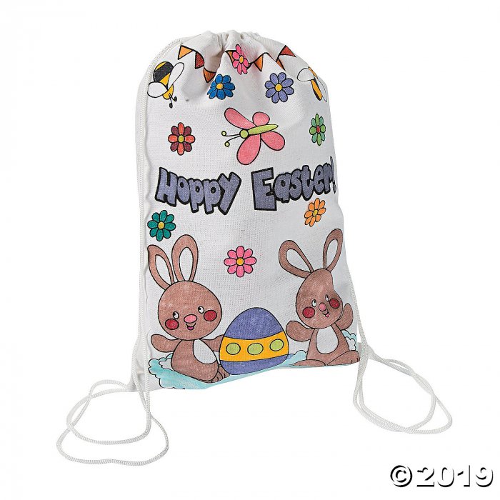 Color Your Own Medium Easter Drawstring Bags (Per Dozen)