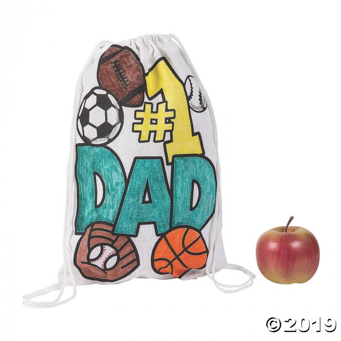 Color Your Own Medium Father's Day Canvas Drawstring Bags (Per Dozen)
