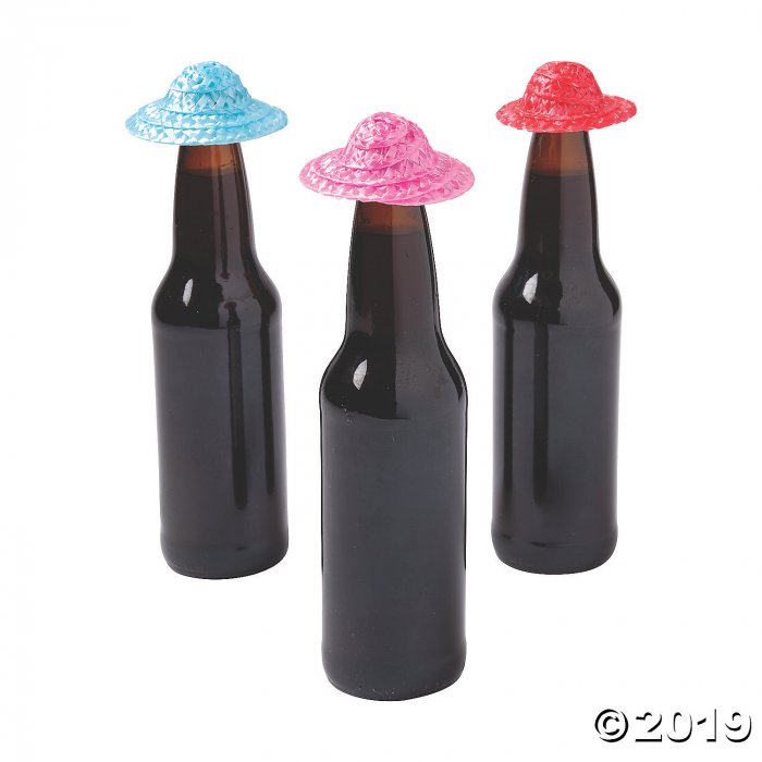 Fiesta Mini Sombrero Hats Bottle Toppers (Per Dozen)