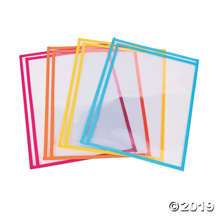 Neon Side-Loading Dry Erase Pockets (Per Dozen)